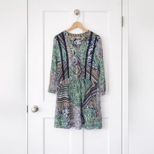 Tiny by Anthropologie Patchwork Boho Tunic Dress Medium Paisley Print